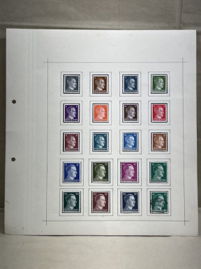Original Nazi Era German Set of 20 Hitler Head Postage Stamps, MOUNTED
