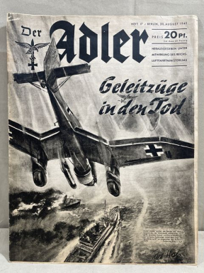 Original WWII German Luftwaffe Magazine Der Adler, August 1940
