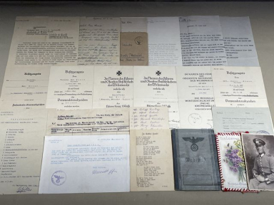 Original WWII German Documents Set to Decorated Heer (Army) Soldier, Fallen