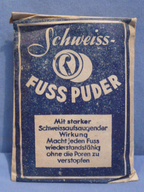 Original Nazi Era German Schweiss-Foot Powder Packet, FUSS PUDER
