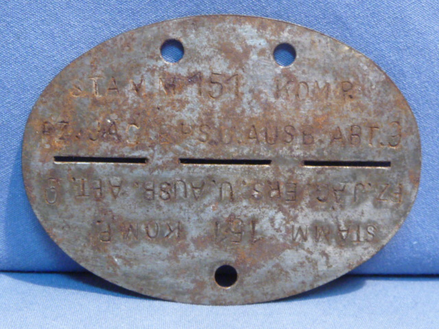 Original WWII German ID Tag (Erkennungsmarke), Anti-Tank Training & Replacement Btl. 9