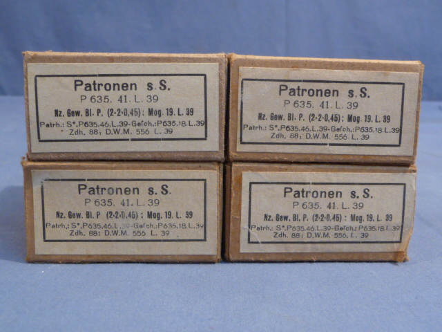 Original WWII German Cardboard 8mm Ammunition Boxes, Set of 4