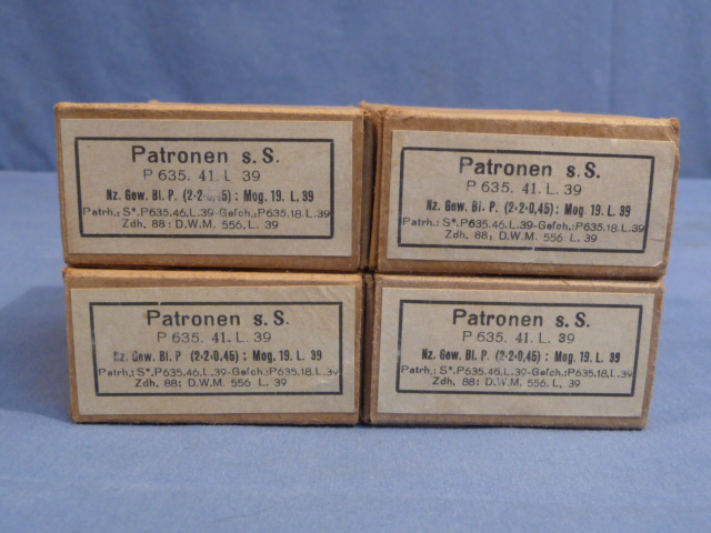 Original WWII German Cardboard 8mm Ammunition Boxes, Set of 4