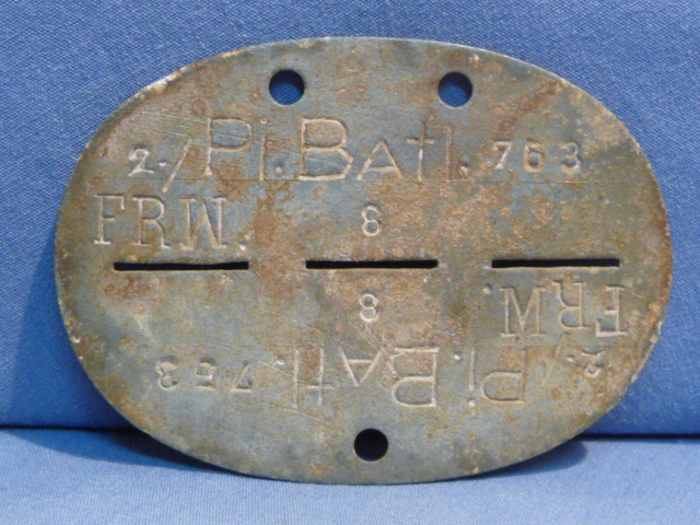 Original WWII German ID Tag (Erkennungsmarke), Volunteer Engineer Battalion 753