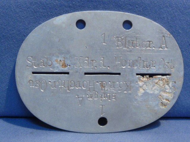 Original WWII German Officer's ID Tag (Erkennungsmarke), HQ Company Special Listening East
