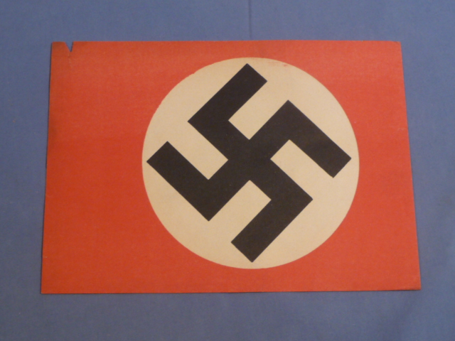 Original Nazi Era German Paper Party Rally Flag, UNUSED! Misprinted Swastika