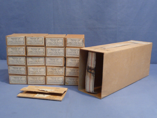 Original WWII German 8mm Mauser Ammo Boxes & Sleeve