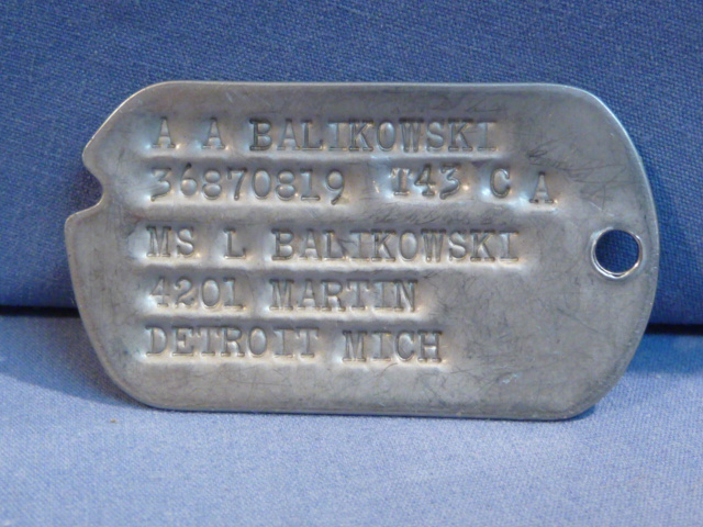 Original WWII US GI Next-Of-Kin Dog Tag