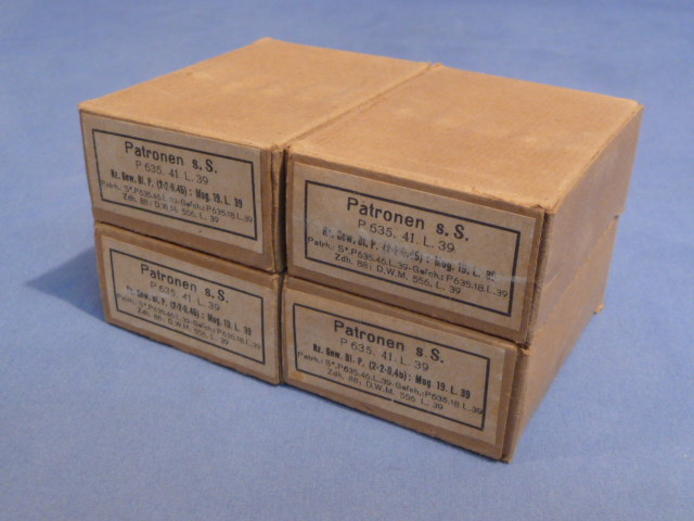 Original WWII German Cardboard 8mm Ammunition Boxes, Set of 4