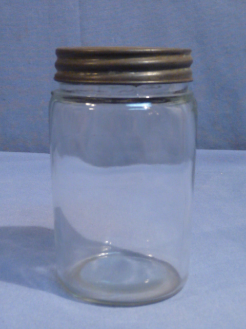 Original WWII Era German Glass Jar with Metal Lid