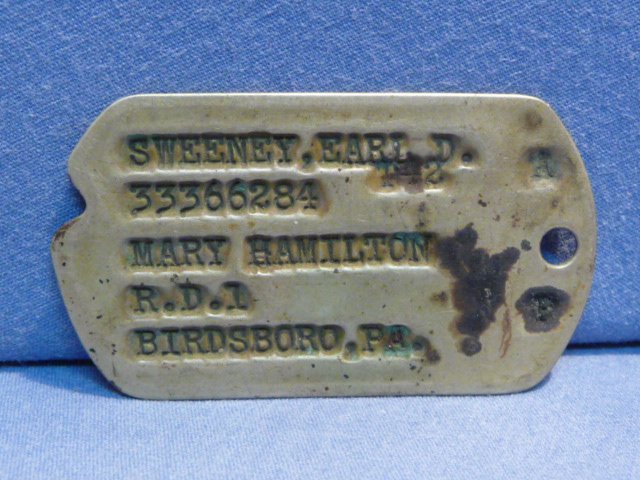 Original WWII US GI Next-Of-Kin Dog Tag