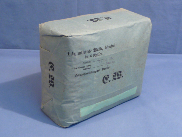 Original WWII German Large Package of Cotton Wadding, entfettete Watte