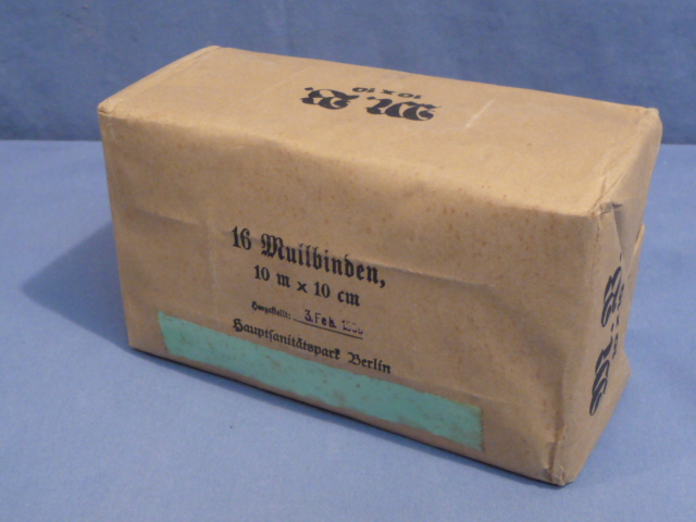 Original WWII German Large Package of Gauze Bandages, Mullbinden
