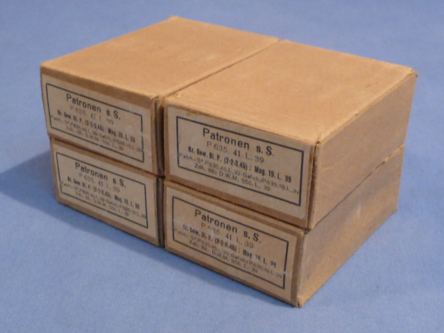 Original WWII German Cardboard 8mm Ammunition Boxes, Set of 4