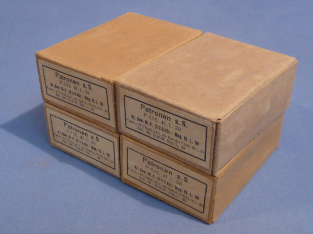 Original WWII German Cardboard 8mm Ammunition Boxes, Set of 4