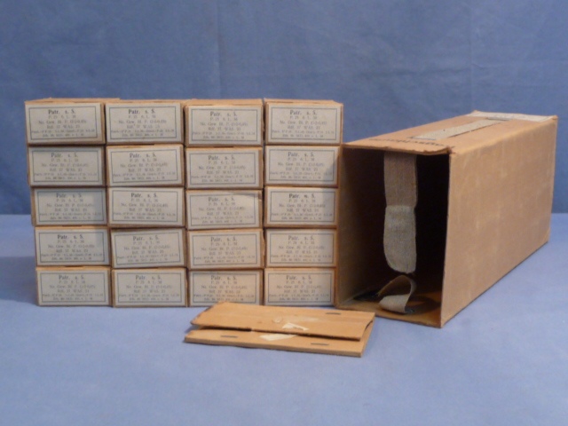 Original WWII German 8mm Mauser Ammo Boxes & Sleeve
