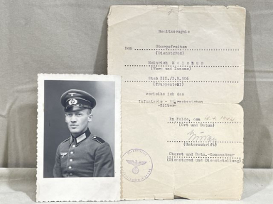 Original WWII German Infantry Assault Badge in Silver Award Document & Photograph