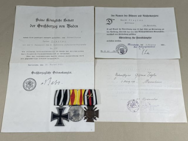 Original Pre-WWII German 3-Position Parade Medal Bar with Award Documents Set