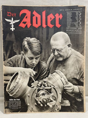 Original WWII German Luftwaffe Magazine Der Adler, January 1942