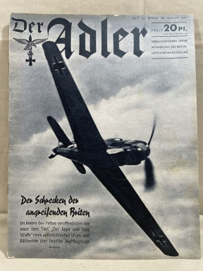 Original WWII German Luftwaffe Magazine Der Adler, January 1940