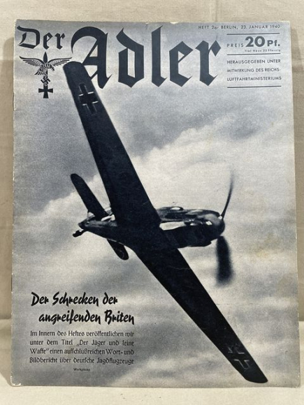 Original WWII German Luftwaffe Magazine Der Adler, January 1940