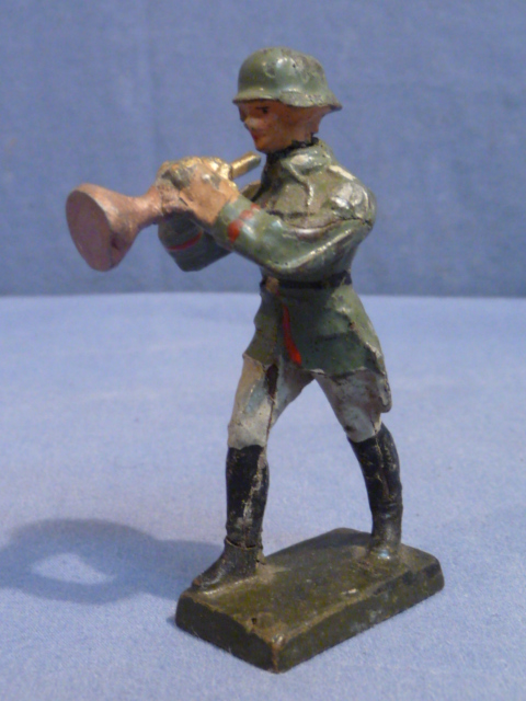 Original Nazi Era German Toy Soldier Marching w/Trumpet, DUROLIN