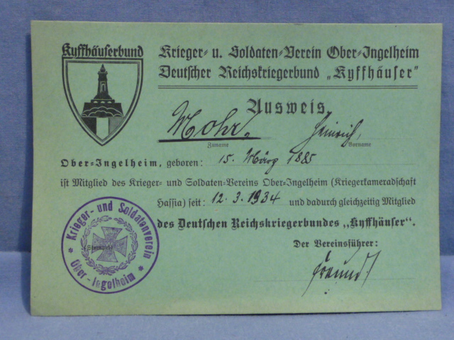 Original Nazi Era German DRKB Member's ID Card