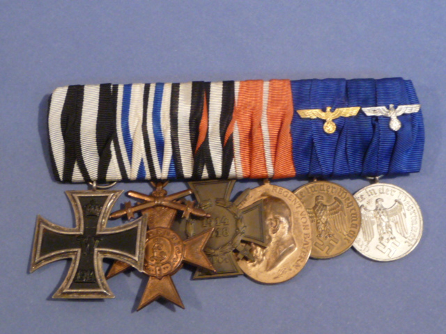 Original Nazi Era German 6 Position Parade Medal Bar, 1914 Iron Cross