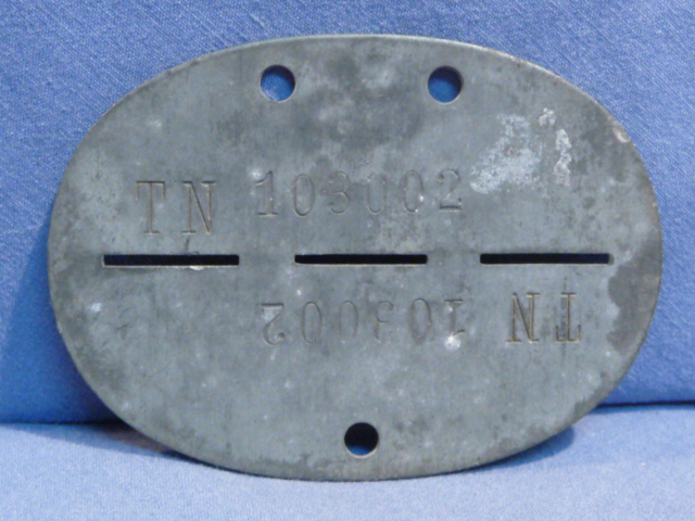 Original WWII German TENO ID Tag (Erkennungsmarke), TN 103002