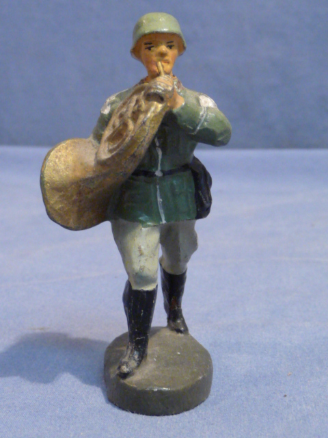Original Nazi Era German Marching French Horn Player Toy Soldier, Elastolin