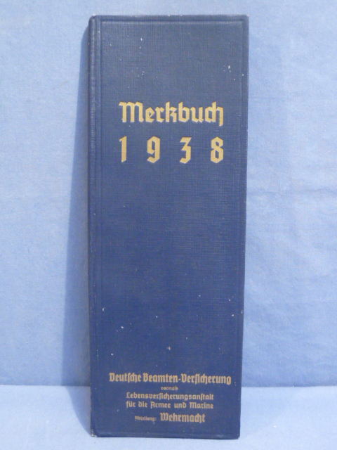 Original 1938 German Wehrmacht Information/Calendar Book, Merkbuch