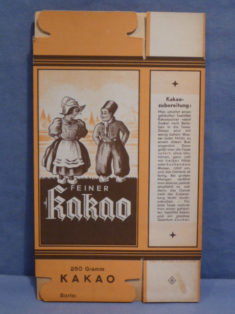Original WWII Era German Box for 250 grams of Cocoa, Kakao