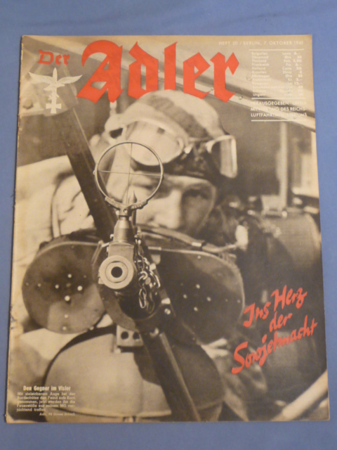 Original WWII German Luftwaffe Magazine Der Adler, October 1941