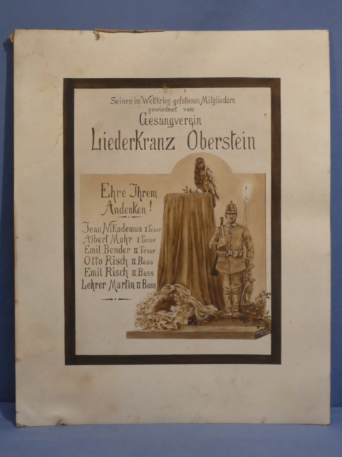 Original 1920 German Hand Lettered Print on Stiff Backing