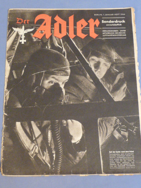 Original WWII German Luftwaffe Magazine Der Adler, January 1944