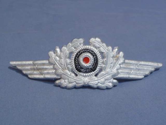 Original WWII German Luftwaffe Visor Hat Crest Cockade, Aluminum