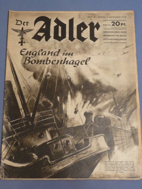 Original WWII German Luftwaffe Magazine Der Adler, September 1940