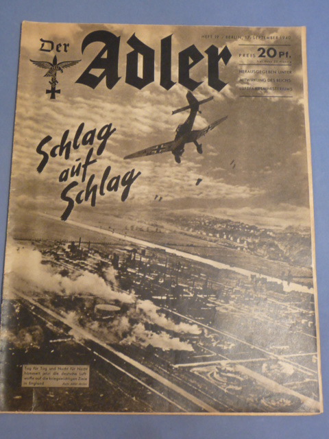 Original WWII German Luftwaffe Magazine Der Adler, September 1940