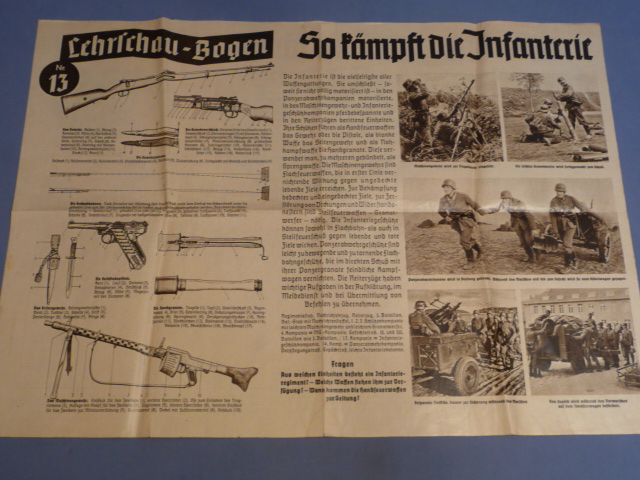 Original Pre-WWII German Infantry Training Poster, Lehrschau-Bogen Nr. 13