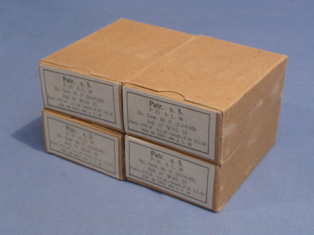 Original WWII German Cardboard 8mm Ammunition Boxes, Set of 4