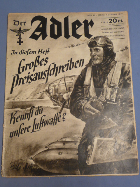 Original WWII German Luftwaffe Magazine Der Adler, October 1940