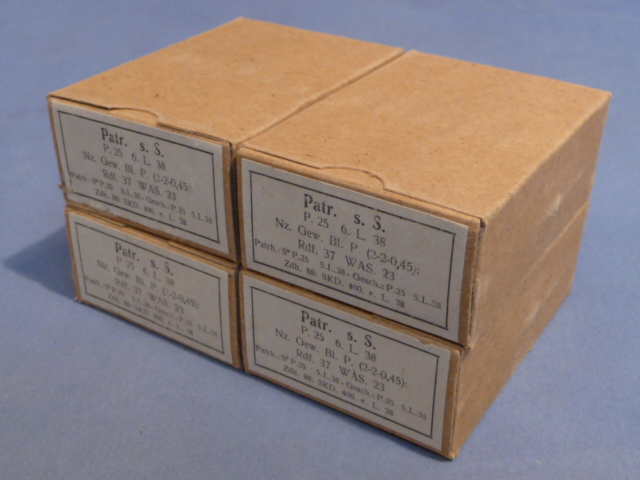 Original WWII German Cardboard 8mm Ammunition Boxes, Set of 4