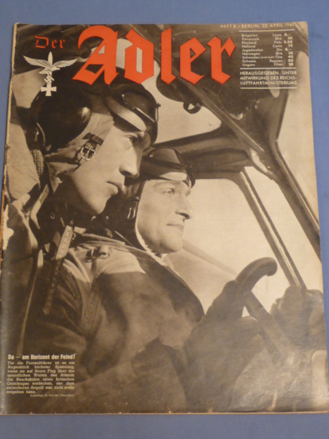 Original WWII German Luftwaffe Magazine Der Adler, April 1941