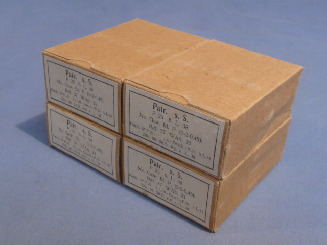 Original WWII German Cardboard 8mm Ammunition Boxes, Set of 4
