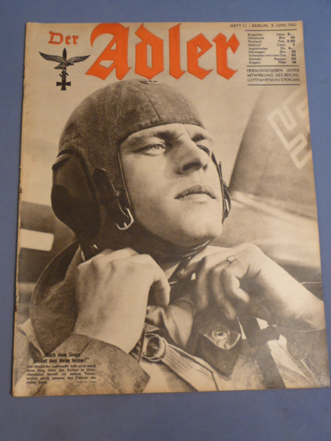Original WWII German Luftwaffe Magazine Der Adler, June 1941