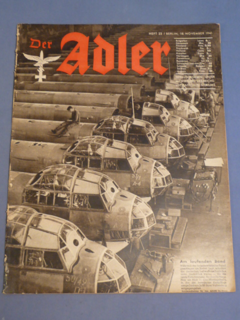Original WWII German Luftwaffe Magazine Der Adler, April 1941
