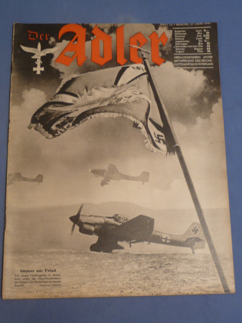 Original WWII German Luftwaffe Magazine Der Adler, June 1941