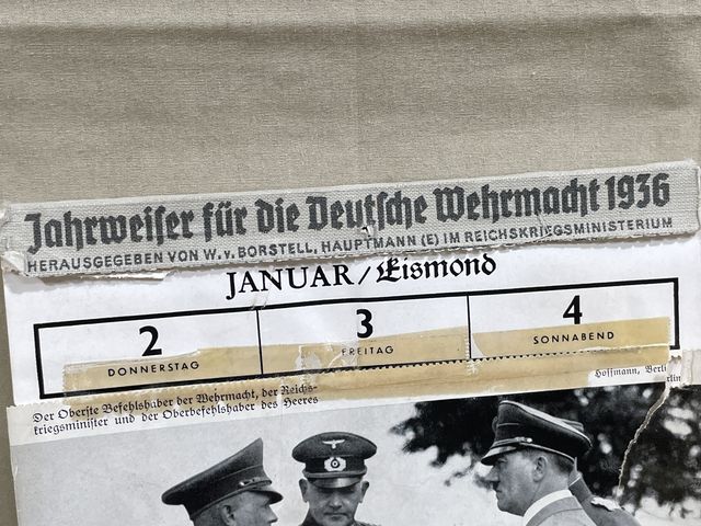Bunker Militaria: Original 1936 German Year Marker for the