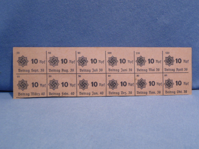 Original Nazi Era German DAF ID/Membership Book Dues Stamps