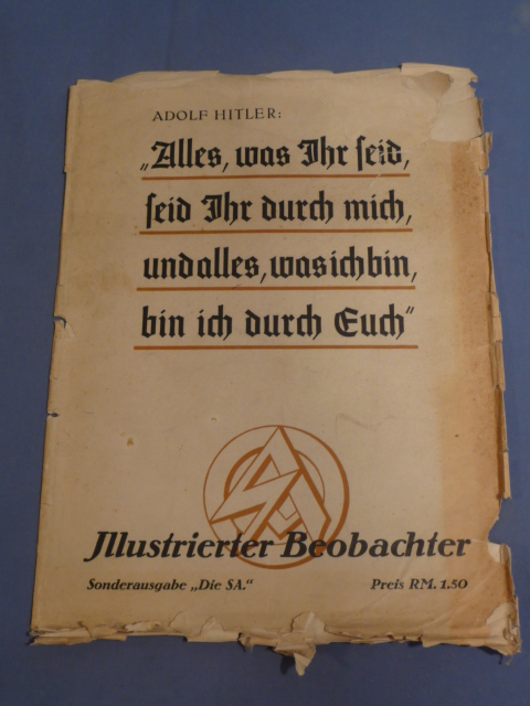 Original Nazi Era German Paper Slip Cover for JB Sonderausgabe Die SA Book